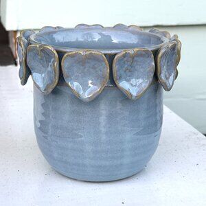 Blue Ceramic Stoneware Planter, 5" wide x 6" Tall
